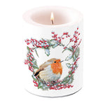 Candle LARGE - Robin In Wreath