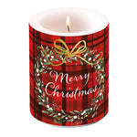 Candle LARGE - Christmas Plaid RED