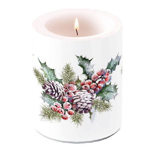 Candle LARGE - Holly and Berries