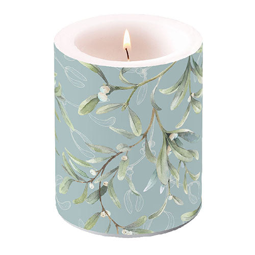Candle LARGE - Mistletoe All Over GREEN