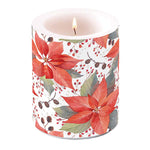 Candle LARGE - Poinsettia And Berries