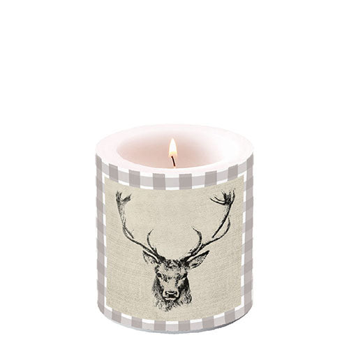 Candle SMALL - Checked Stag Head Brown