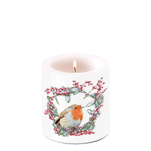 
                
                    Load image into Gallery viewer, Candle SMALL - Robin In Wreath
                
            