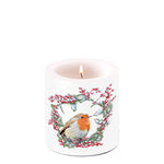 Candle SMALL - Robin In Wreath