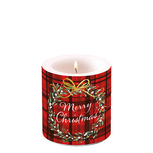 Candle SMALL - Christmas Plaid RED