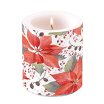 Candle MEDIUM - Poinsettia And Berries