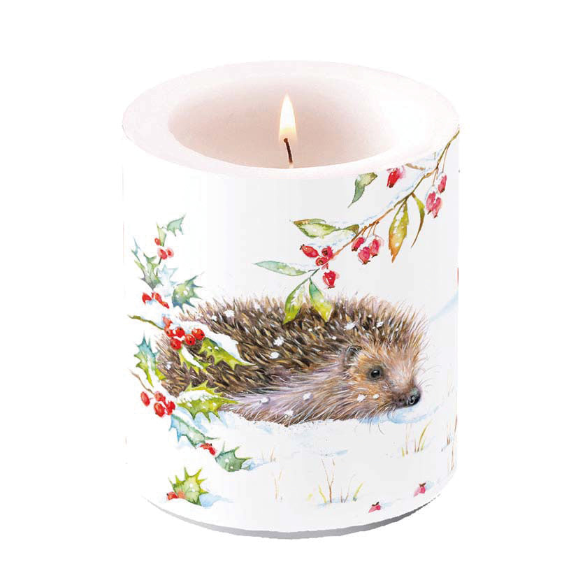 Candle MEDIUM - Hedgehog In Winter