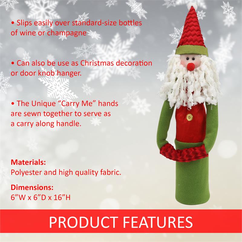 Wine Bottle Covers - Santa SOLID COLOUR