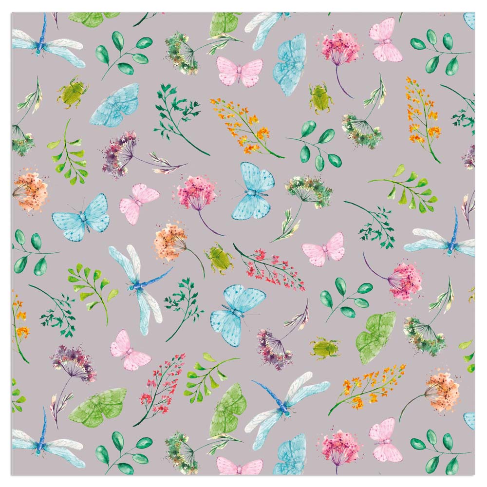 Lunch Napkin - Flowers All Over GREY
