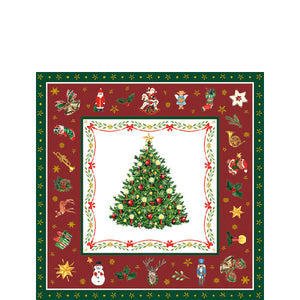 Cocktail Napkin - Christmas Evergreen RED