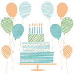 Lunch Napkin - Birthday Cake BLUE-GREEN-GOLD