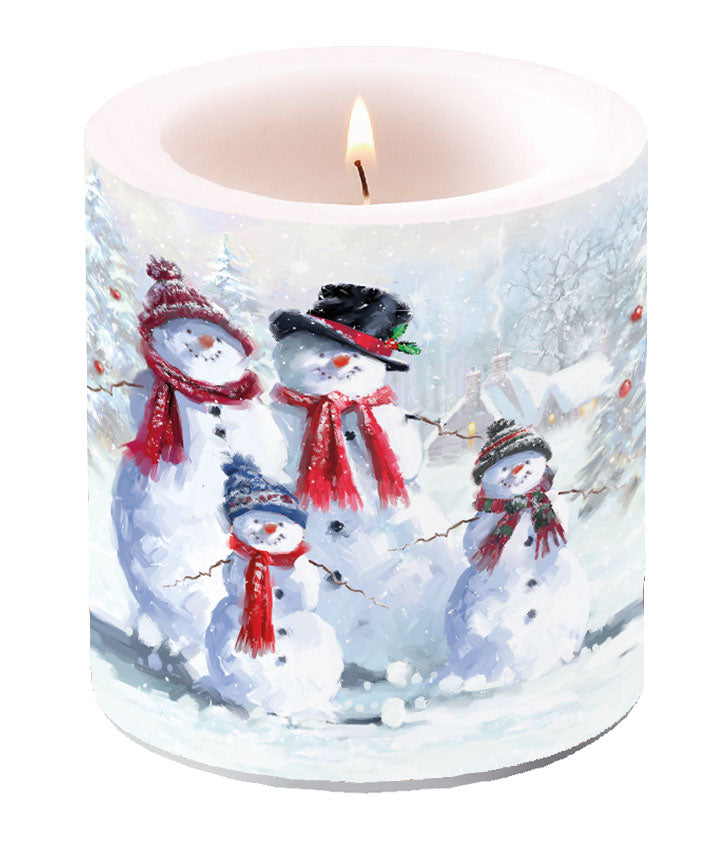 Bougie PETITE - Bonhomme de neige avec chapeau