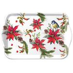 TRAY - Bird on Poinsettia WHITE (13 x 21 cm)