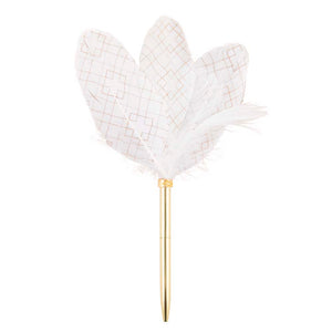 
                
                    Load image into Gallery viewer, Writing Instrument (FEATHER PEN) - Gold Pattern on White (Petal Style Feather)
                
            