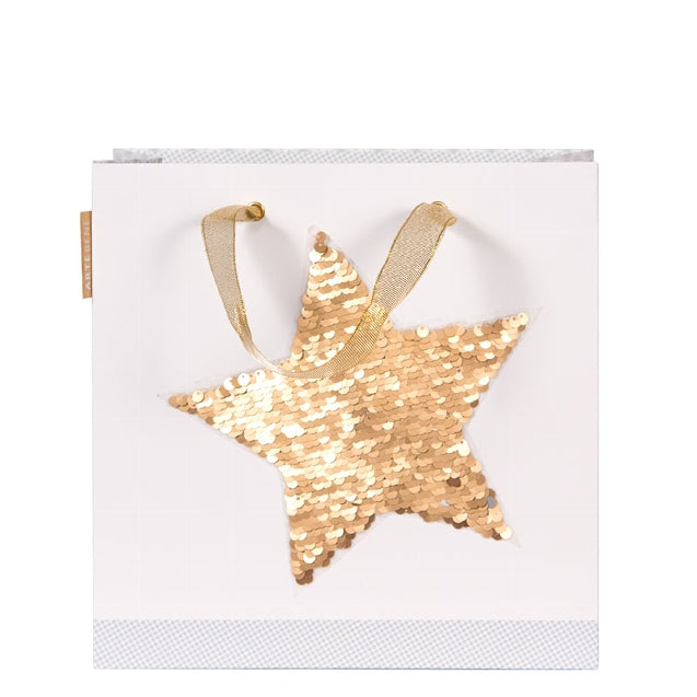 Gift Bag (Sequins) - Star GOLD/SILVER (Large)