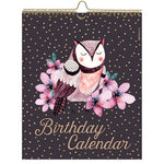 Calendrier d'anniversaire - Hibou avec fleurs