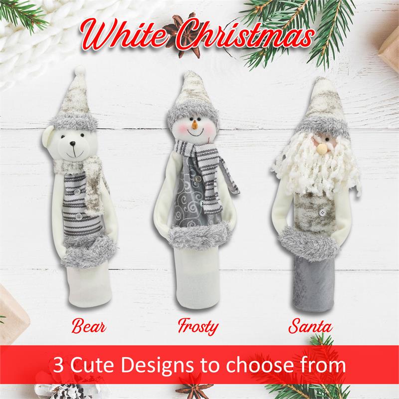 Wine Bottle Covers - Snowman FROSTY WHITE