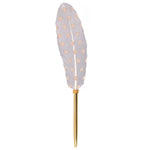 Writing Instrument (FEATHER PEN) - Gold Dots on White (Single Feather)