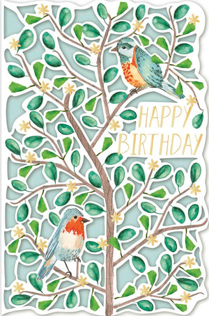Greeting Card (Birthday) - Birds in Forest (Laser Cut)