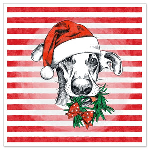 MINI Greeting Card (Christmas) - Doggie in Santa Hat