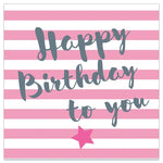 Lunch Napkin - Birthday Stripes GREY-PINK