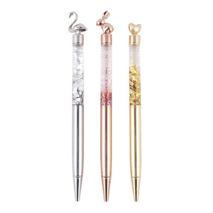 Writing Instrument - Luxury Glitter Confetti Floating Pen with BUNNY Accent (ROSE GOLD)