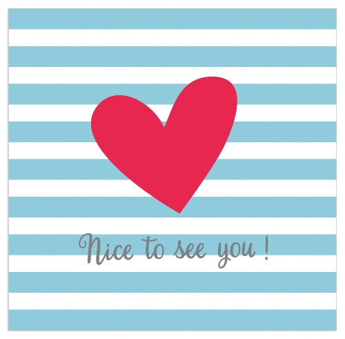 Lunch Napkin - Nice to See You BLUE Heart Stripes