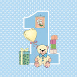 Lunch Napkin - First Birthday with Teddy BLUE
