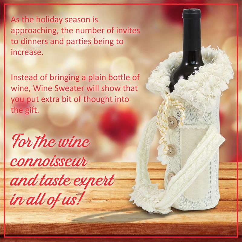 Wine Bottle Covers - Sweater WHITE