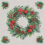 Lunch Napkin - Wreath on Linen