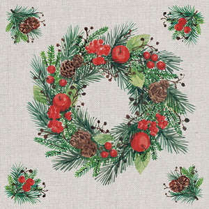 
                
                    Load image into Gallery viewer, Lunch Napkin - Wreath on Linen
                
            
