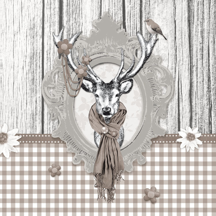 
                
                    Load image into Gallery viewer, Lunch Napkin - Decorated Deer TAUPE
                
            