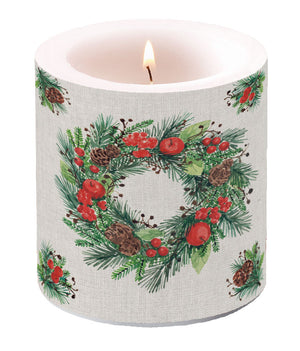 
                
                    Load image into Gallery viewer, Candle SMALL - Wreath on Linen
                
            