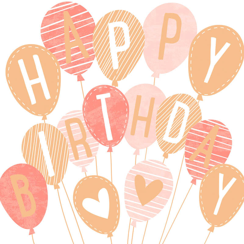 Lunch Napkin - Happy Birthday Balloons PINK-GOLD