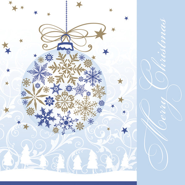 
                
                    Load image into Gallery viewer, Lunch Napkin - Xmas Gold &amp;amp; Blue Snowflake Ball
                
            