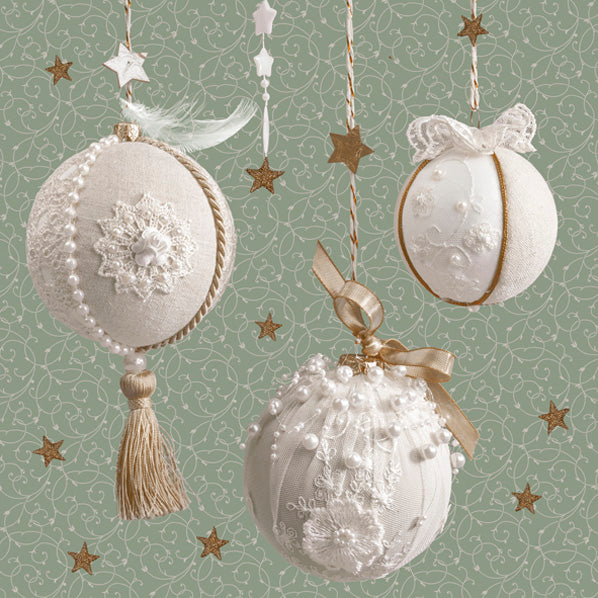 Lunch Napkin - Charming Baubles on Sage