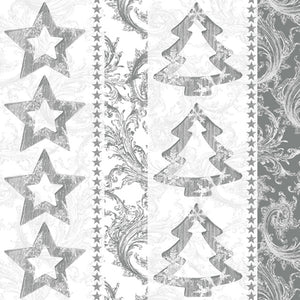 Lunch Napkin - Silver Graphic Stars and Trees