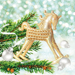 Serviette de table - Cheval à bascule de Noël glamour