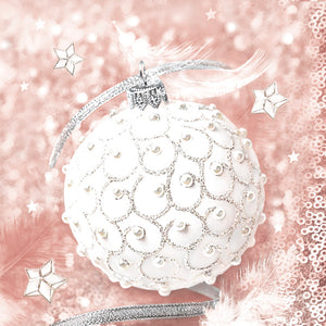 Lunch Napkin - Pearl Bauble with Feathers