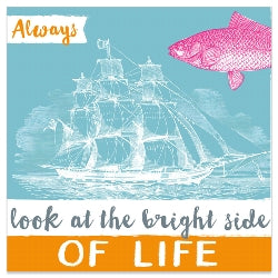 Lunch Napkin - SHIP Bright Side of LIFE (ORANGE/BLUE with PINK Fish)