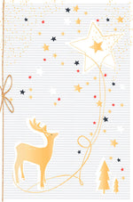 Greeting Card (Christmas) - Golden Deer & Stars