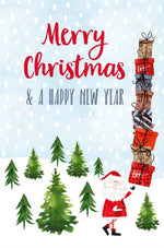 Carte de vœux (Noël) - Père Noël 3D avec cadeaux (lenticulaire)
