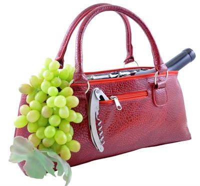 Wine Clutch - RED SERPENTES Insulated Single Bottle Wine Tote