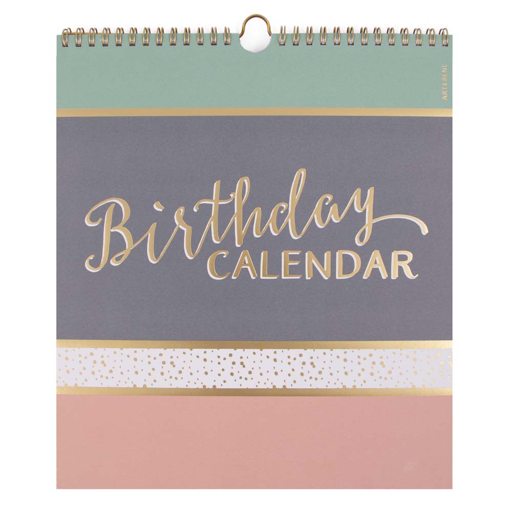 Calendrier d'anniversaire – Calendrier chic joyeux anniversaire VERT/GRIS/ROSE