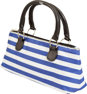 
                
                    Load image into Gallery viewer, Wine Clutch - BLUE STRIPES Insulated Single Bottle Wine Tote
                
            