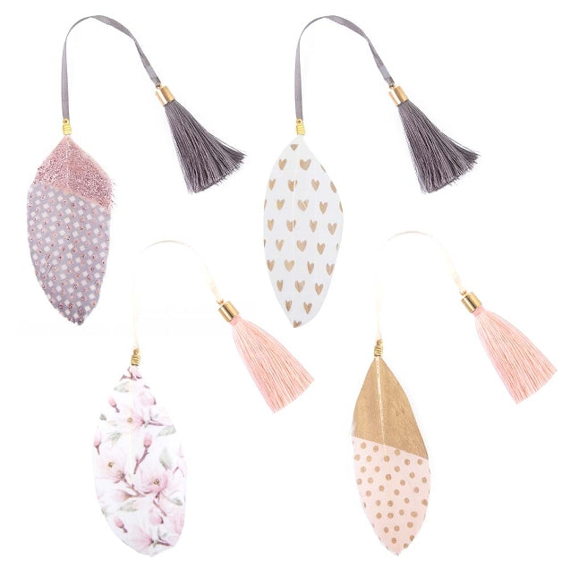 
                
                    Load image into Gallery viewer, Bookmark - Feather Collection  PINK-GOLD DOTS
                
            
