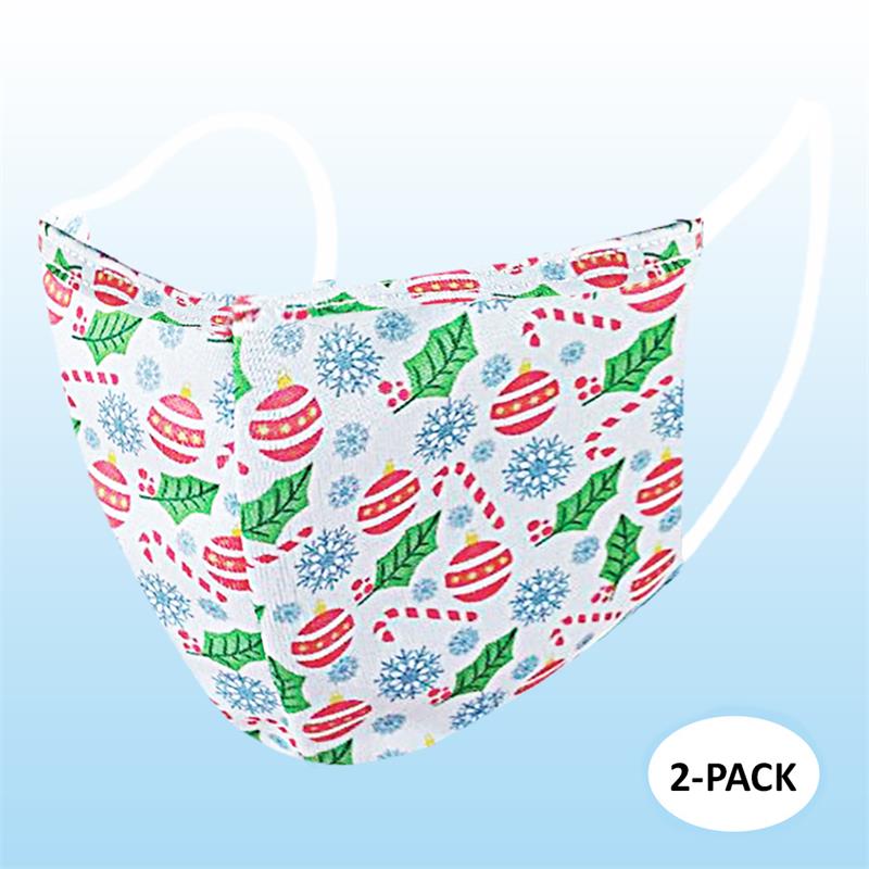 Face Mask - Ornaments & Candy Cane (Adult) - 2 PACK