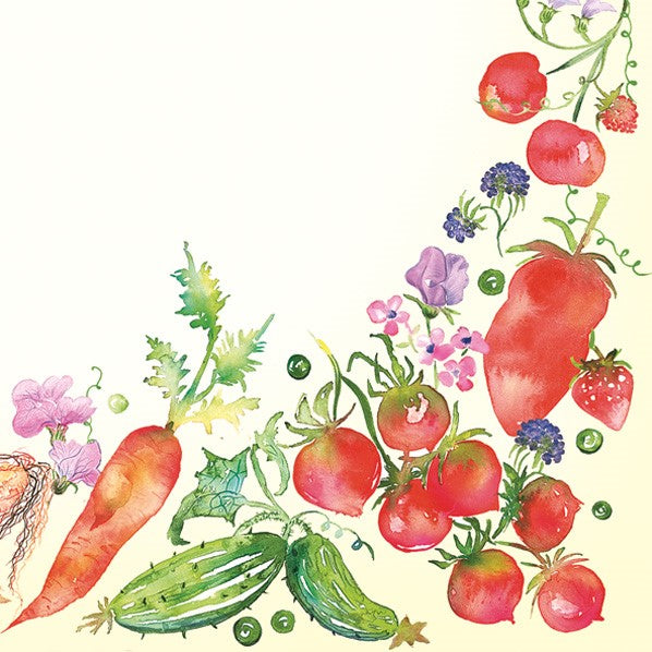 Lunch Napkin - Border of Watercolour Vegetables