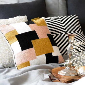 Cushion - Beaded Modern Patches