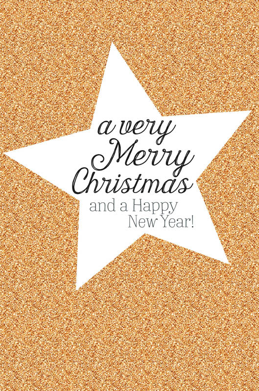 Greeting Card (Christmas) - Merry Christmas Star with Glitter